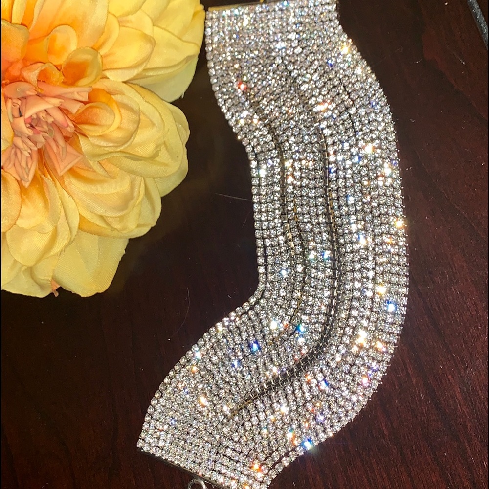 Beautiful wide rhinestone bracelet